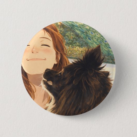 Anime Playful Puppy Round Button (Voorkant)