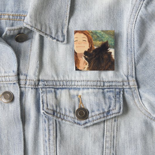 Anime Playful Puppy Square Button (In situ)