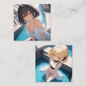 Anime Poolside Vierkante Visitekaartje (Voorkant / Achterkant)