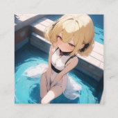 Anime Poolside Vierkante Visitekaartje (Achterkant)