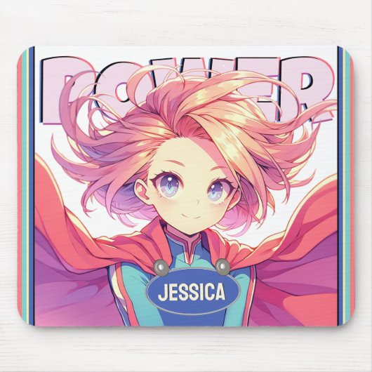 Anime Power Hero Meisje Muismat (Voorkant)