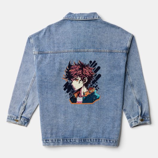 Anime Power: Jonge Manga Karakterontwerp Denim Jacket (Achterkant)