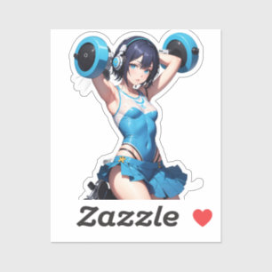 Anime Powerlifter in Sportkleding Sticker