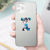 Anime Powerlifter in Sportkleding Sticker (Telefoon)