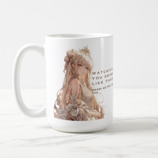 Anime Princess in kroon voelt zich rustig Koffiemok (Links)