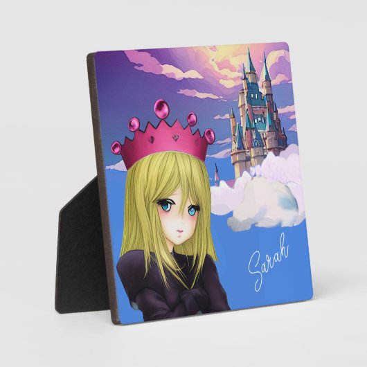 Anime Princess met Floating Castle Plaque Fotoplaat (Voorkant)