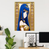 Anime prinses blauwe ogen en haar | AI Art Poster (Thuiskantoor)