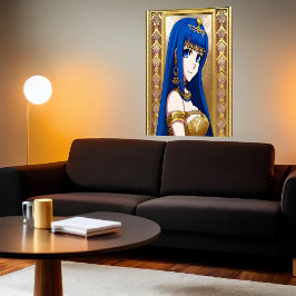 Anime prinses blauwe ogen en haar | AI Art Poster