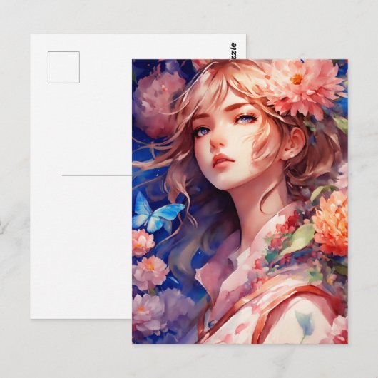 Anime Prinses Briefkaart (Voorkant / Achterkant)