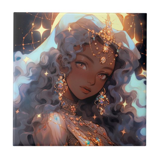 Anime Prinses Fantasy Kunst Tegeltje (Voorkant)