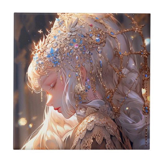 Anime Prinses Meisje Fantasy Kunst Tegeltje (Voorkant)