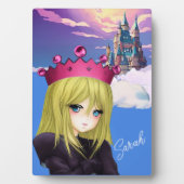 Anime-prinses met zwevend kasteel fotoplaat (voorkant)