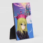 Anime-prinses met zwevend kasteel fotoplaat (Zijkant)