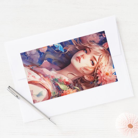 Anime Prinses Rechthoekige Sticker (Envelop)