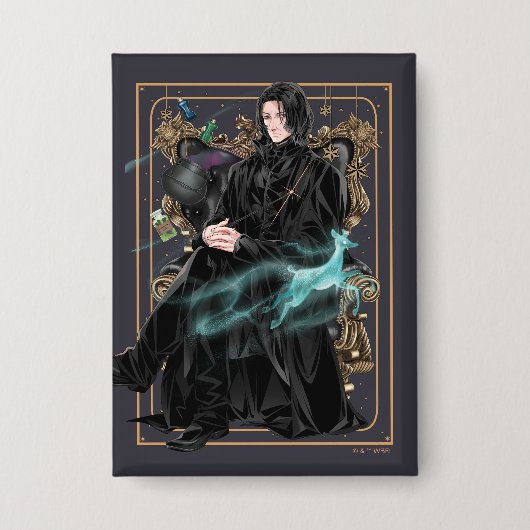 Anime Professor Severus Snape Zittend Button (Voorkant)