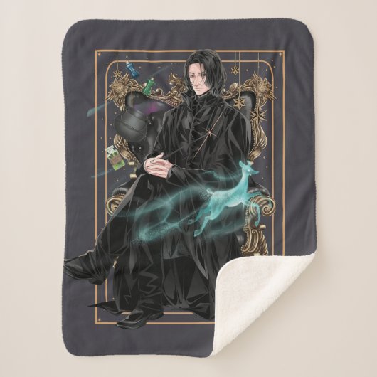 Anime Professor Severus Snape Zittend Sherpa Deken (Voorkant)