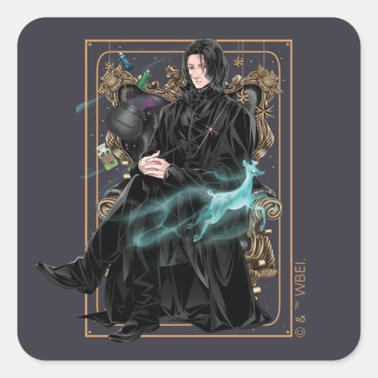 Anime Professor Severus Sneep gaat zitten Vierkante Sticker (Voorkant)