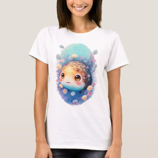Anime Puffer Fish Garden Kawaii Watercolor Graphic T-shirt