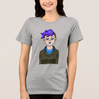 Anime Punk Rock Emo Meisjesportret Schoonheid Vrou Tri-Blend Shirt