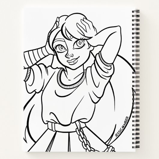 Anime Punk Tiener Kleurplaat School Onderwerp Notitieboek (Achterkant)