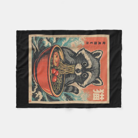 Anime Raccoon Ramen Japanese Funny Kawaii Gift Man Fleece Deken (Voorkant (Horizontaal))