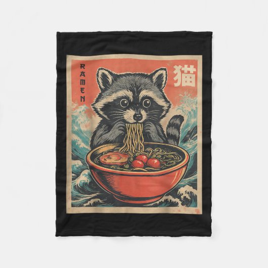 Anime Raccoon Ramen Japanese Funny Kawaii Gift Man Fleece Deken (Voorkant)