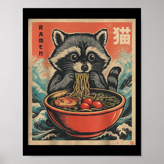 Anime Raccoon Ramen Japanese Funny Kawaii Gift Man Poster (Voorkant)