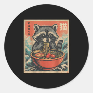 Anime Raccoon Ramen Japanese Funny Kawaii Gift Man Ronde Sticker
