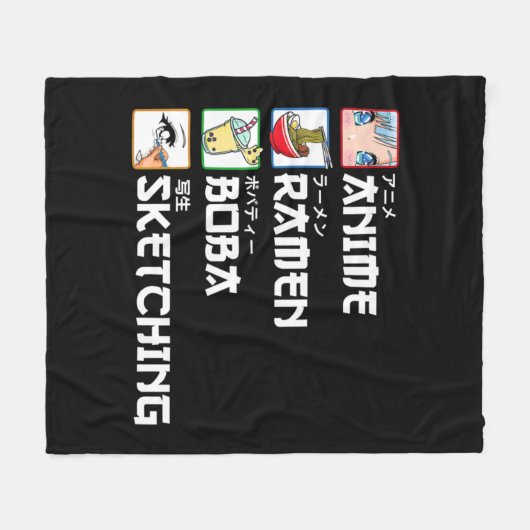 Anime Ramen Boba Sketching Japanese Manga Milk Tea Fleece Deken (Voorkant (Horizontaal))