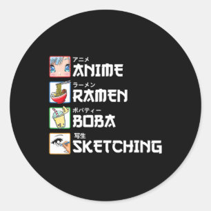 Anime Ramen Boba Sketching Japanese Manga Milk Tea Ronde Sticker