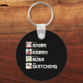 Anime Ramen Boba Sketching Japanese Manga Milk Tea Sleutelhanger (Voorkant)