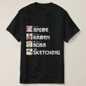 Anime Ramen Boba Sketching Japanese Manga Milk Tea T-shirt (Design voorkant)