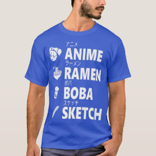 Anime Ramen Boba Sketching Japans Man van de voeds T-shirt
