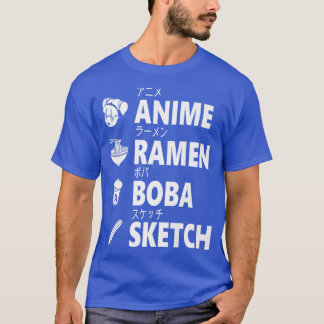 Anime Ramen Boba Sketching Japans Man van de voeds T-shirt