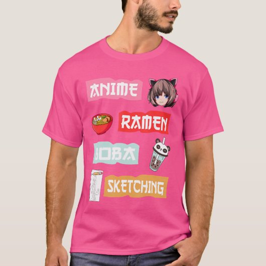 Anime Ramen Boba Sketching - Kawaii Anime Lover Gi T-shirt (Voorkant)