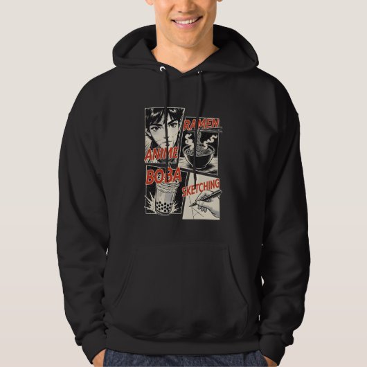 Anime Ramen Boba Tea Bubble Sketching Manga Hobby  Hoodie (Voorkant)