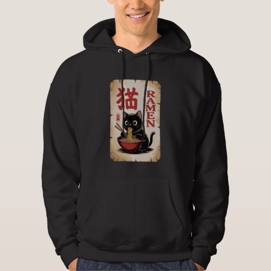 Anime Ramen Cat Cute Noodle Food Lover Theme Hoodie (Voorkant)