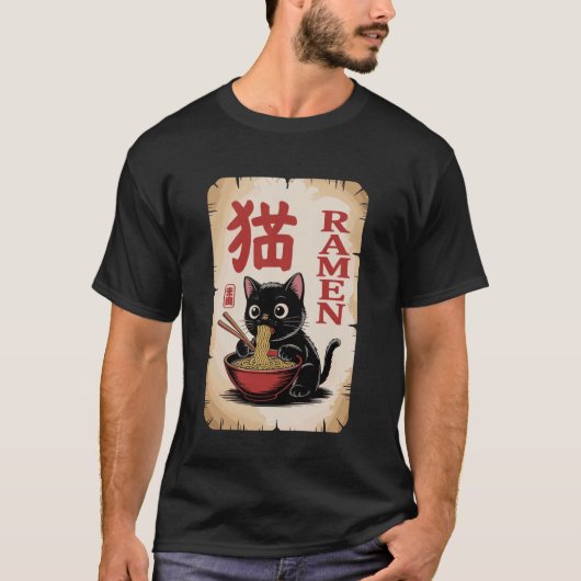 Anime Ramen Cat Cute Noodle Food Lover Theme T-shirt (Voorkant)