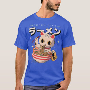 Anime Ramen Cat Japanse noedels Retro Gold Lucky T-shirt