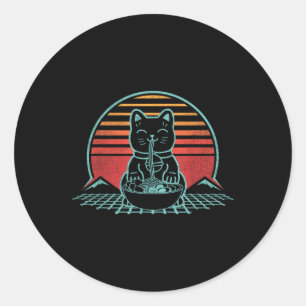 Anime Ramen Cat Retro Japanse noedels esthetisch K Ronde Sticker