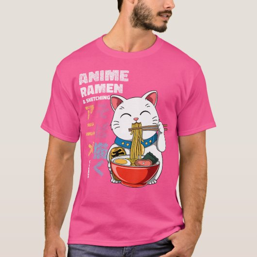 Anime Ramen en schetsen T-shirt (Voorkant)