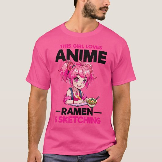 Anime Ramen Sketch Otaku Japan Manga T-shirt (Voorkant)