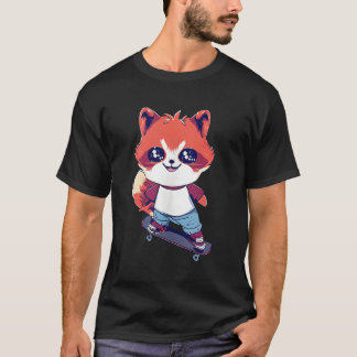 Anime Red Panda Skateboarden Skater T-shirt