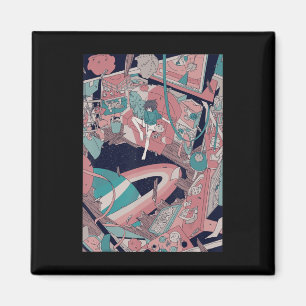 Anime Retro 90s Lofi Girl esthetische Japanse otak Magneet