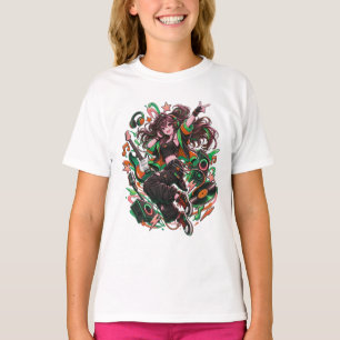 Anime Rockstar Meisje Elektrische Gitaar T-SHIRTSX T-shirt