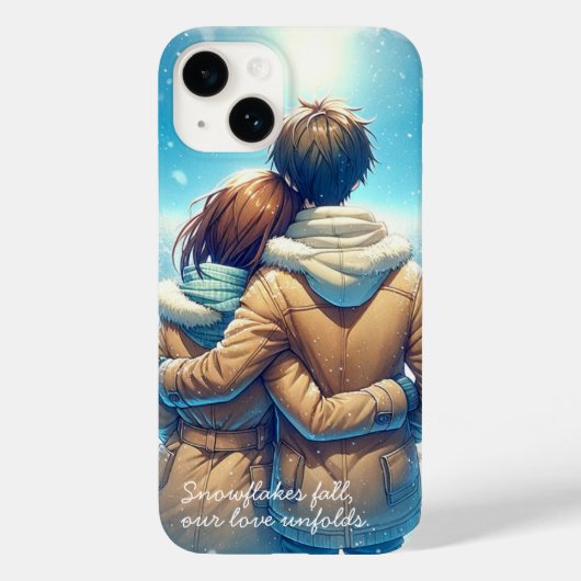 Anime romantisch winter paar op telefoon geval Case-Mate iPhone case (Achterkant)