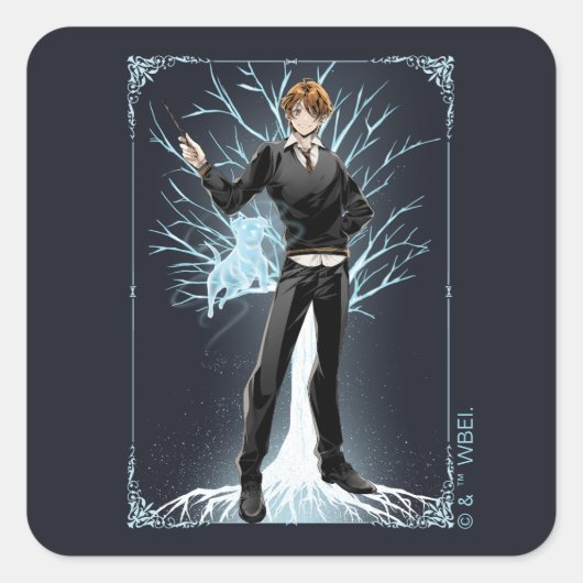 Anime Ron Wemel's Jack Russell Terrier Patronus Vierkante Sticker (Voorkant)