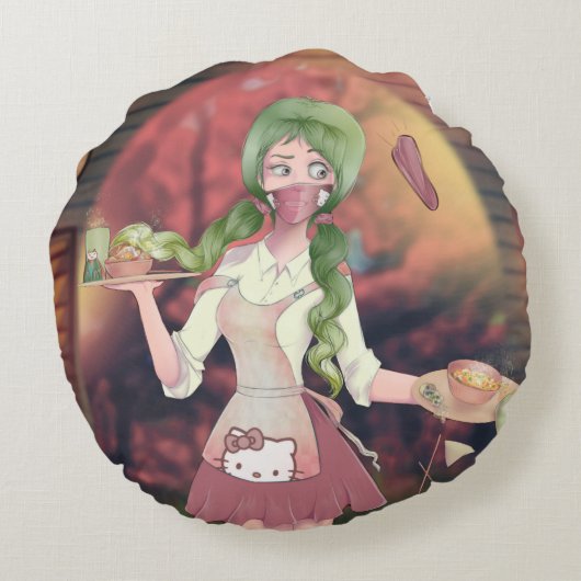 anime rond kussen (Achterkant)