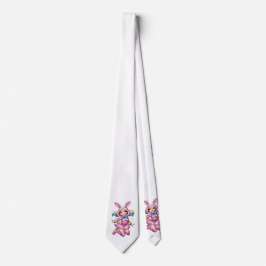 Anime Roze Bunny Meisje Stropdas (Voorkant)