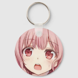 Anime roze meisje roze ogen bang sleutelhanger